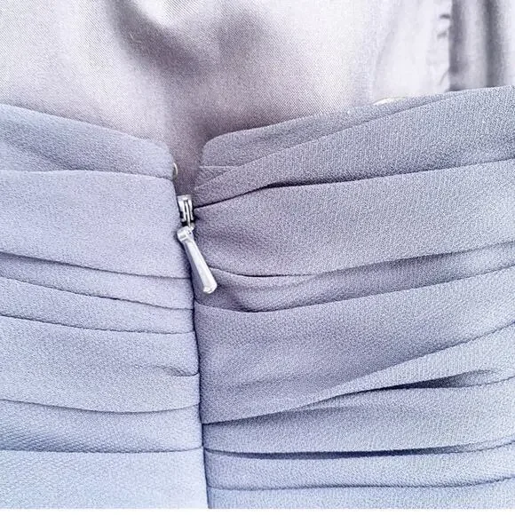 Bill Levkoff Chiffon Short Strapless Dress Sweetheart Neckline Navy 6 Bridesmaid - Picture 11 of 12